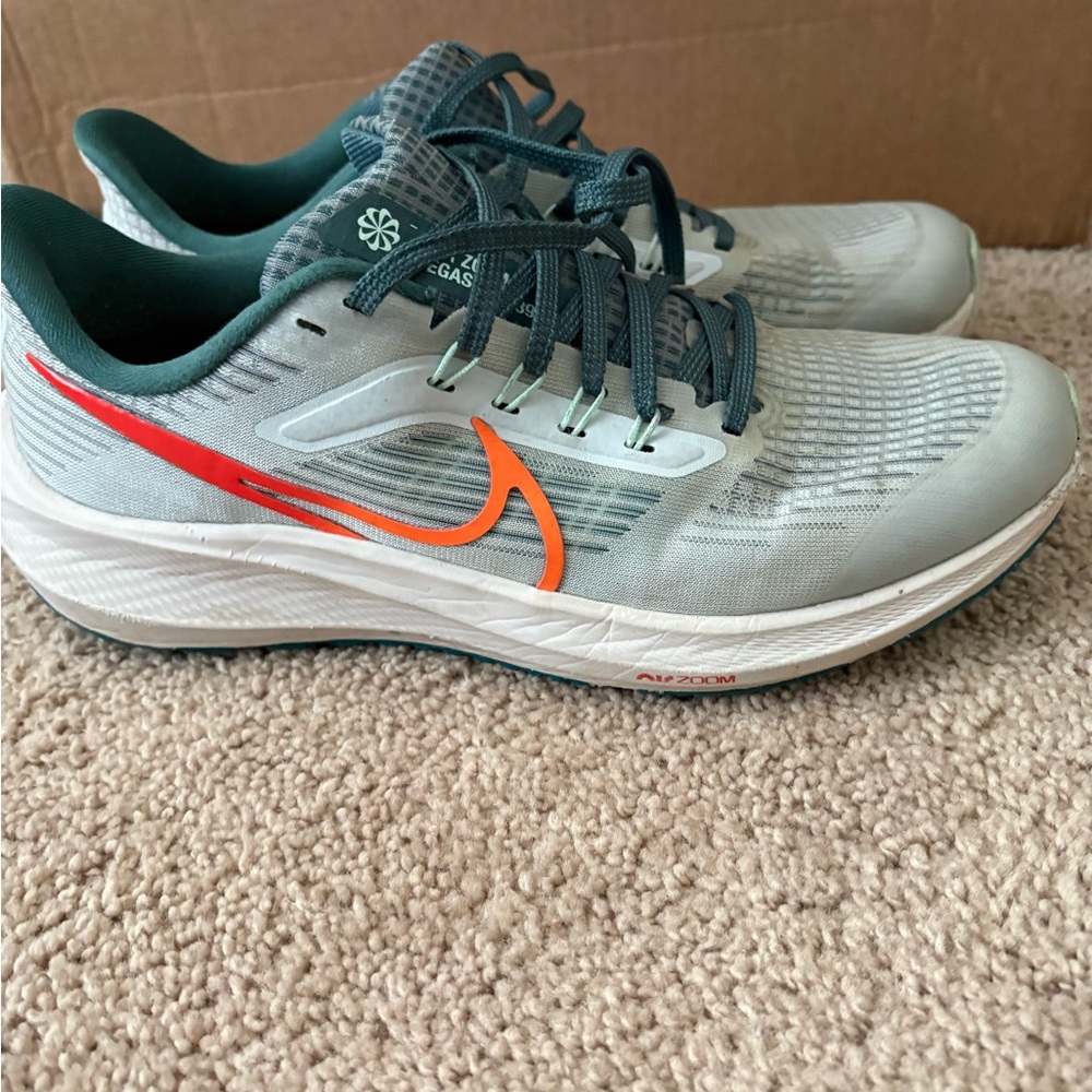 Nike Air Zoom Pegasus 39 Turquoise blue and Orange Running Shoes